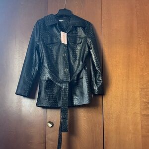 Misguided Faux Croc Black Textured Women's Jacket NWT Sz US 6